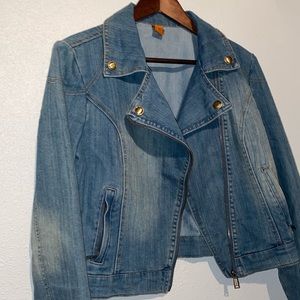 Large Distress Jean Jacket Jou Jou